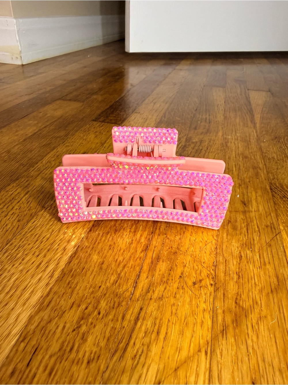 Pink Rhinestone Hair Claw Clip - Sparkling Pink Accessory